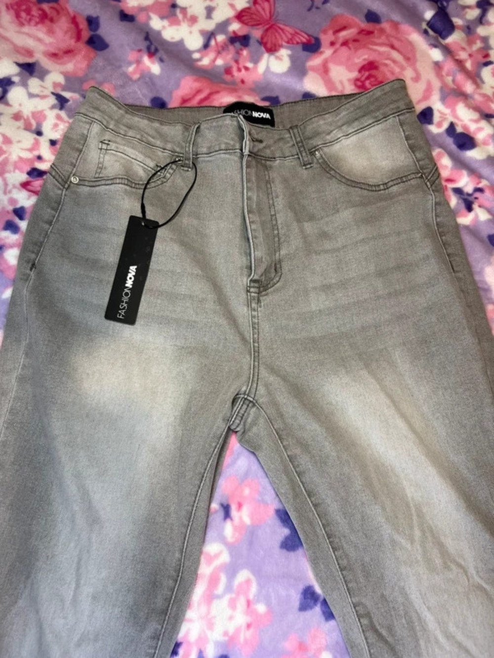 Fashion Nova Audrey Booty Lifting Stretch Flare Jeans Gray